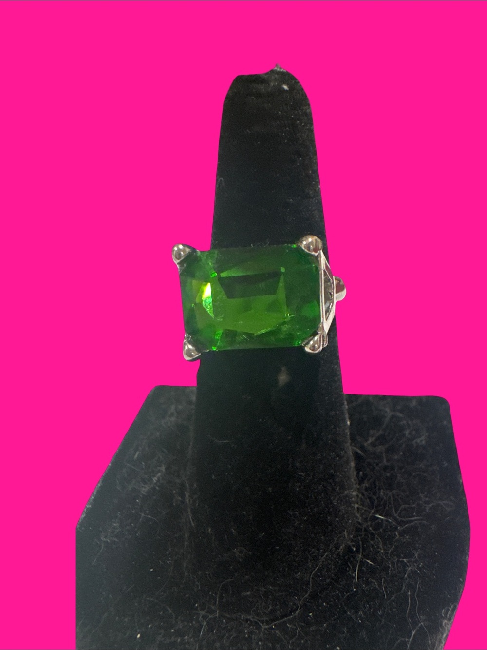 Green Emerald-Cut Statement Ring - Women Jewelry